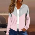 thumbnail image 4 of Uootdi Color Block Zip Up Drawstring Hoodies for Women Striped Casual Loose Fit Long Sleeve Sweatshirt Jacket with Pockets, 4 of 6