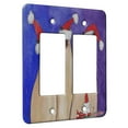 thumbnail image 1 of KuzmarK™ 2 Gang Rocker Wall Plate - Siamese Kitties and White Mouse in Santa Hats Christmas Cat Art by Denise Every, 1 of 1