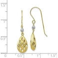 thumbnail image 4 of Gold 14k Two-Tone Diamond Cut Teardrop Dangle Earrings - 33mm, 4 of 6