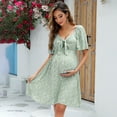 thumbnail image 3 of Maternity Dresses Women's Knotted V Neck Knee Length Wrap Dress, 3 of 5