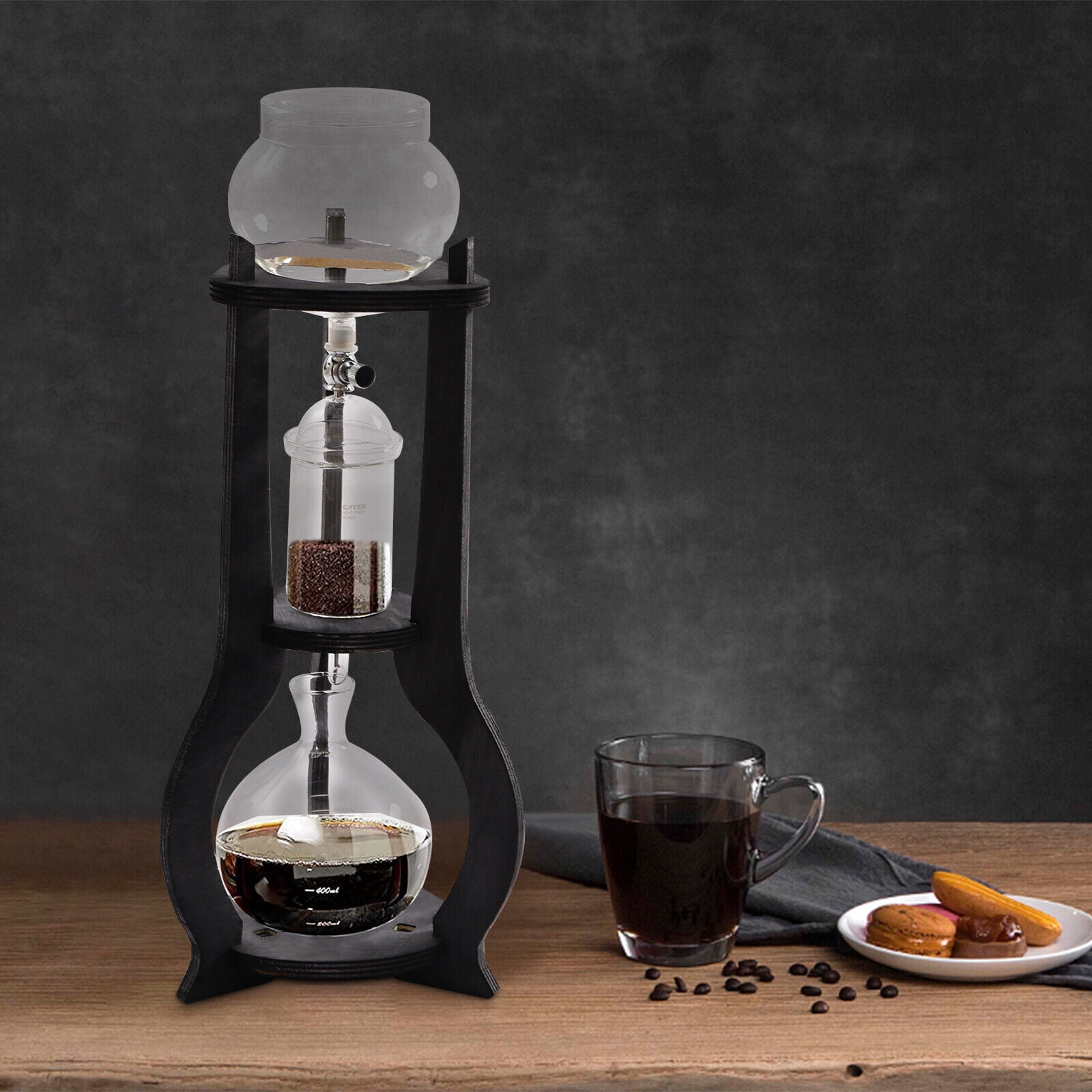 Gray Manual Cold Brew Iced Drop Tower Coffee Maker High Borosilicate Glass 6-8 cup