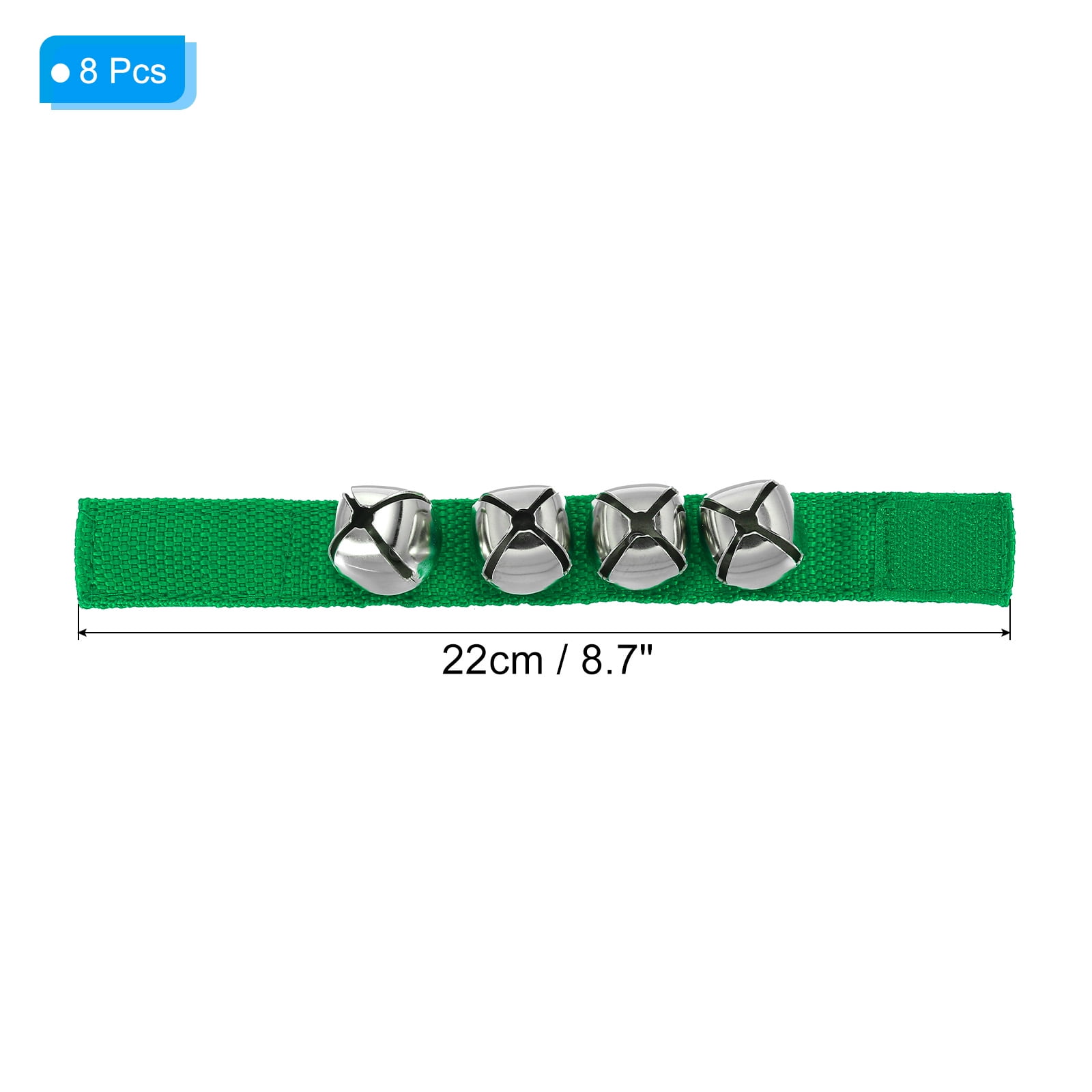 8pcs Wrist Bells, Jingle Bells Ankle Bells Percussion Instruments Musical Rhythm Band 4 Silver Bells, Dark Green