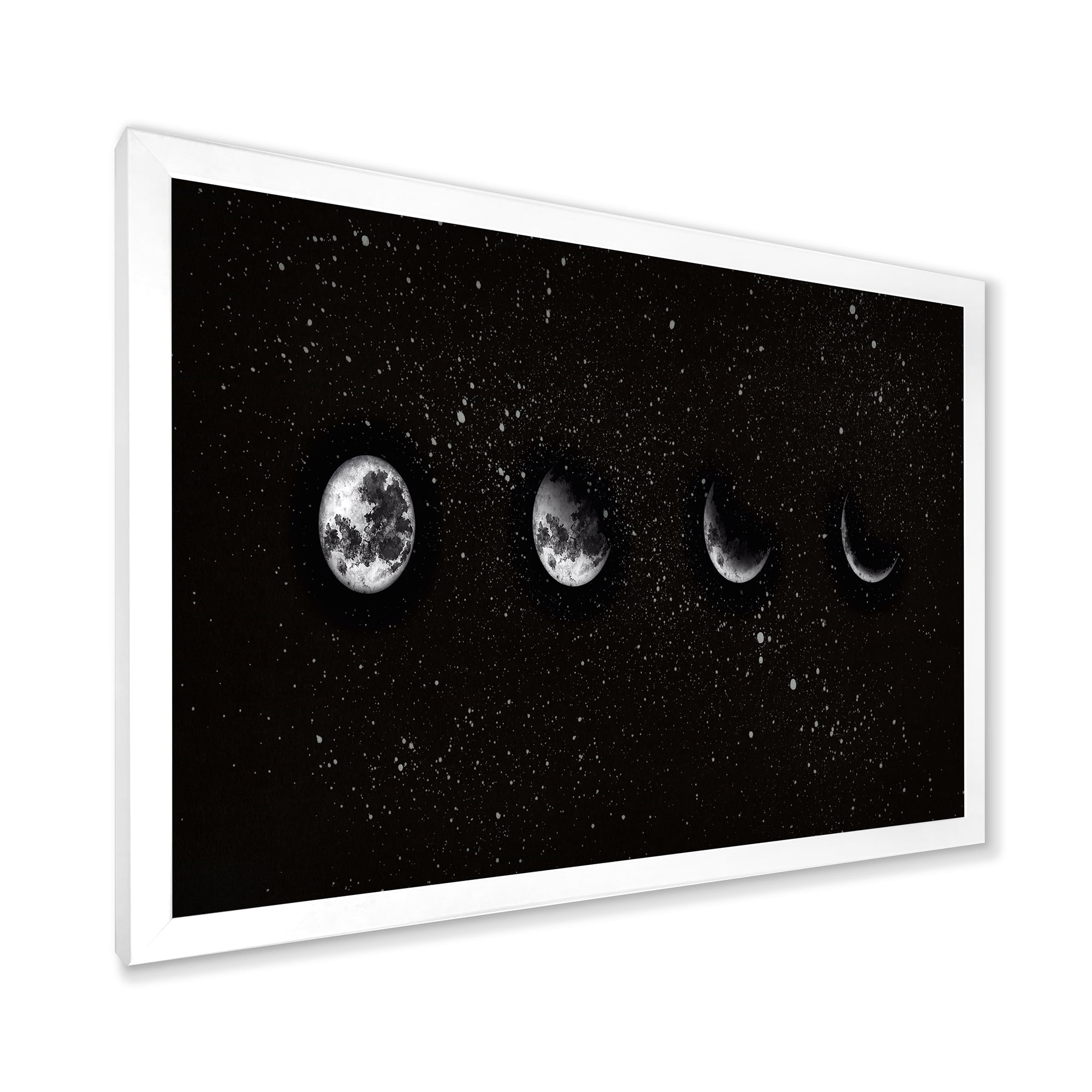 Designart 'The Night Sky With Moon Phases' Modern Framed Art Print