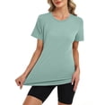 thumbnail image 7 of Quick-Dry Athletic T-Shirt for Women - Lightweight Short Sleeve Crew Neck Top, Moisture-Wicking Workout & Running Shirt Mint Green S, 7 of 7