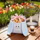 thumbnail image 5 of Cesta de orejas de conejo de Pascua • Tela de terciopelo • Azul rosa | Almacenamiento de decoración en forma de huevo de conejo | Tote Resistente Ligera de 22x13x20cm | Tacto suave, mango reforzado, 5 of 8