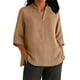 thumbnail image 3 of Camisas de encaje,Blusa informal de poliéster con cuello en V y mangas 3/4 para mujer, color liso, para uso diario, sopatenor, 3 of 8