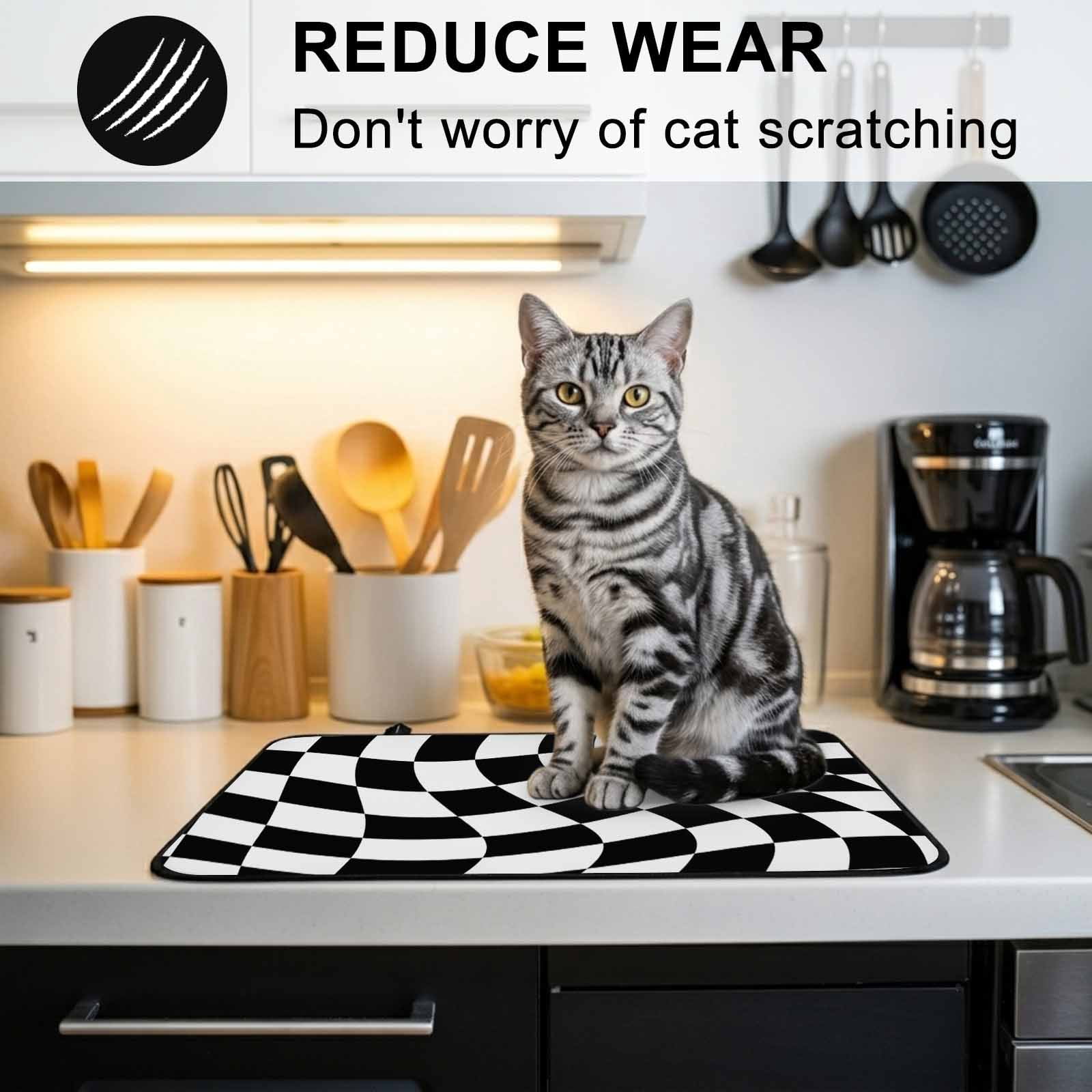 Black and White Checkered Stove Top Cover for Electric Stove, Heat-proof & Non Slip Glass Top Stove Cover Protector, Modern Irregular Geometric Kitchen Flat Cooktop Rubber Mat 36x21 Inches