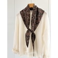 thumbnail image 3 of Bohemian Paisley Print Silk Wool Scarf, Diamond Shape Lace Trim Lightweight Wrap,140*43,1, 3 of 10