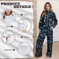thumbnail image 4 of Psesaysky Women 2 Piece Outfits Blue Cheetah Print Fall Sweatsuits Turtleneck Sweatshirt Wide Leg Sweatpants Y2K Lounge Sets Tracksuit, Size XS, 4 of 6