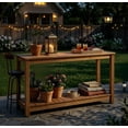 thumbnail image 2 of 46in Wooden Patio Console Table with 2-Shelf, Indoor Outdoor Dining Table Buffet Bar Storage for Backyard, Balcony, Poolside,Entryway (Brown), 2 of 6
