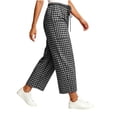 thumbnail image 4 of Womens Gingham Barrel Capri Pants Plaid Palazzo Trousers Harem Pants Pockets Summer Beach Vacation Black M(M), 4 of 5