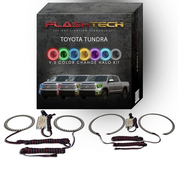 Flashtech RGB Color Changing LED Halo kit for 14-16 Toyota Tundra Headlight & Fog Lights