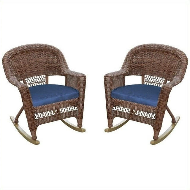 Jeco Wicker Rocker Chair in Honey (Set of 2)