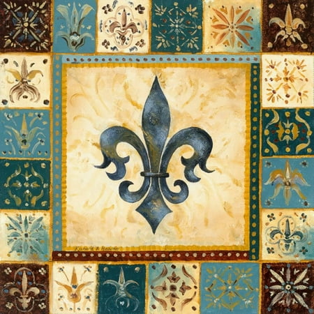 - Bleu Fleur de Lis I Art Print By Richard Henson - 12x12