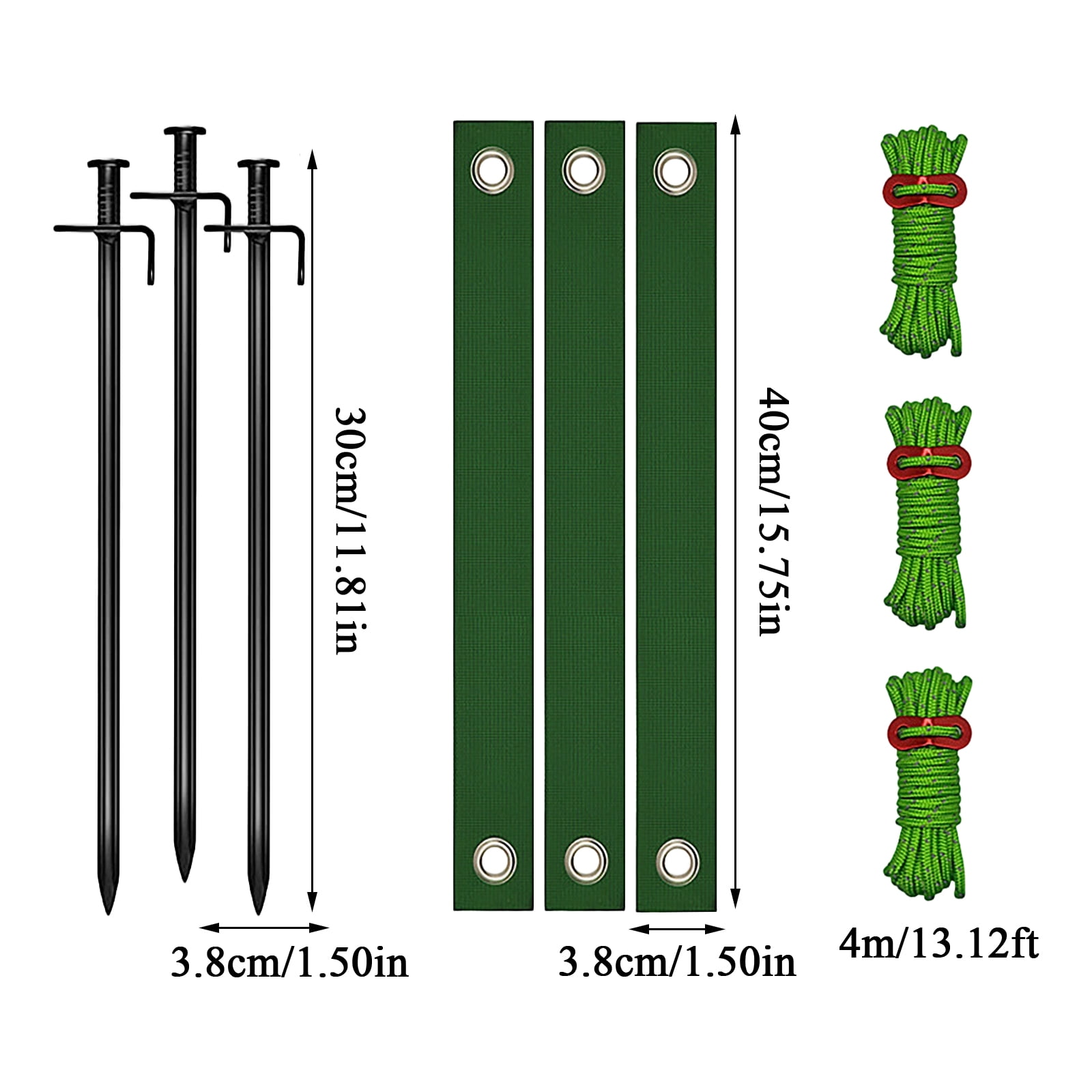 Tree Stake Kit Heavy Duty Support Straps, Tree Stabilizer Binding Tie Down Kit with Windproof Fixing Straps, Garden Tree Anchor Support System for Outdoor Yard Planting, Green