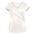 thumbnail image 4 of Tfken Tshirts For Women Short Sleeve Summer V-Neck Tees Tops Slim Fit Casual T-Shirts Ladies Trendy Clothes Outwear Size M White, 4 of 4