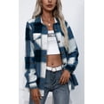 thumbnail image 3 of chouyatou Women's Casual Button Down Flannel Shirt Plaid Loose Fit Overshirt Fall Shacket Jacket, 3 of 6