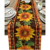 Store Sunflower Cotton Linen Table Runner Dresser Scarves,Summer Fall Yellow Florals Table Runners for Dinning Table,Farmhouse Kitchen Decor,Holiday Dinner Decoration-13x90 Inch