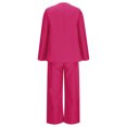 thumbnail image 6 of qolati Women's Blazer Set 2 Piece Outfits Open Front Long Sleeve Blazer Jackets and Dressy Wide Leg Pants Solid Business Office Suits Set Hot Pink M 6, 6 of 6