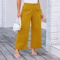 thumbnail image 6 of LYMAYTER Women Casual Trousers High Waist Wide Leg Pants for S-3XL Business Casual Long Straight Pants, 6 of 7
