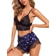 thumbnail image 4 of VISgogo Mujer Casual Verano Pijama Traje, Encaje Floral Color Sólido Tops + Corazón Impreso Patchwork Shorts VISgogo  moda, 4 of 4