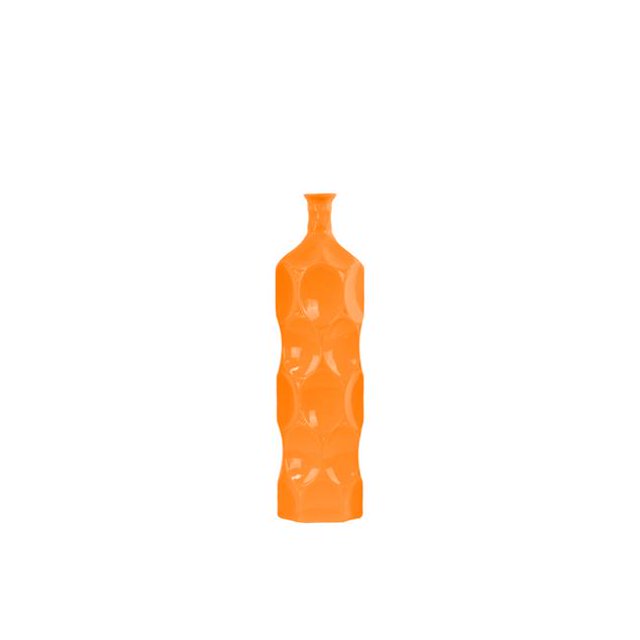 Urban Trends Collection 24409 Ceramic Round Bottle Vase With Dimpled Sides- Medium - Orange