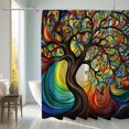 thumbnail image 2 of Cortina de ducha con diseño de árbol de la vida para baño, cortina de ducha de tela, juego de cortina de ducha de arte de lujo moderno, accesorios de baño únicos, 2 of 4