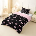 thumbnail image 2 of Erosebridal Black Pink Bow Twin Comforter Sets, Girly Princess Cartoon Bedding Set, 2pcs, 2 of 6