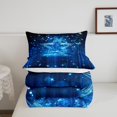 thumbnail image 5 of Erosebridal Black and Neon Blue Comforter Set Twin Ombre Striped Bedding Set for Teen Room Decor,Galaxy Stars Glitter Comforter Lightweight 2Pcs, 5 of 6