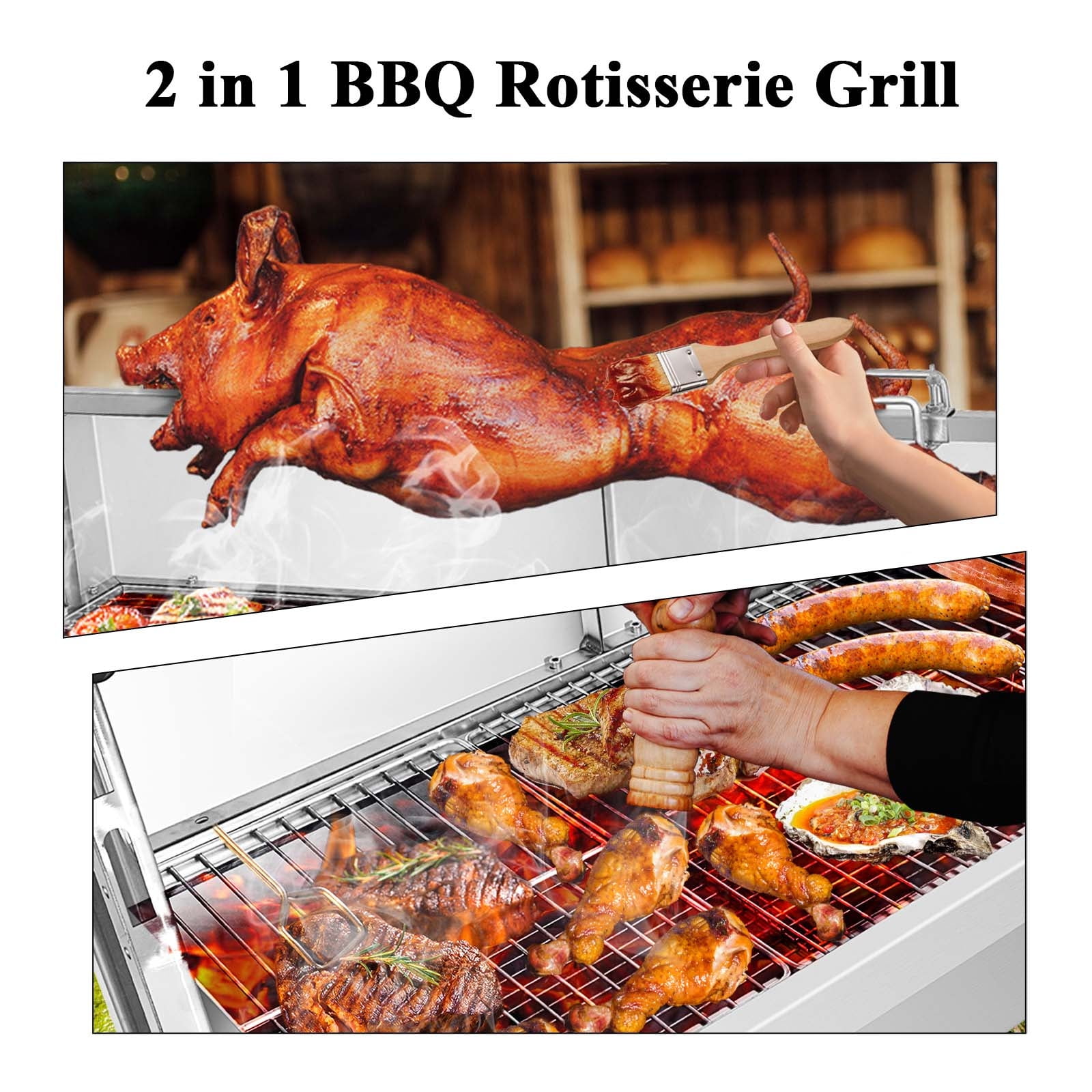 Generic 132LBS 46.46 Lamb Pig Goat Charcoal Barbeque Grill Spit Rotisserie  Hog Roasting Machine with Wind Shield Motor