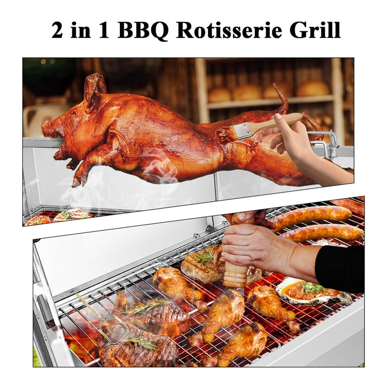 Roaster Spit Rotisserie BBQ Grill Pig Lamb Chicken Roaster 50W 132LBS