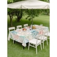 thumbnail image 3 of Outdoor Tablecloth with Umbrella Hole and Zipper, Teal Red Jellyfish Coastal Rectangle Table Cloth 60x84 Inch Waterproof Tablecloth, Nautical Beach Coral Starfish Picnic Table Cover for Patio Camping, 3 of 7
