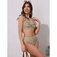 thumbnail image 4 of DARING DIVA Women's 2 Piece Ruffle Trim V Neck Leopard Bikini Set L Leopard Brown, 4 of 6
