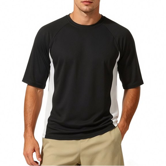 DPTALR Men's Color Block Short Sleeve Crew Neck Athletic T-Shirt,Black,Big Men's,Tall Men's L,Young Men's T-shirt