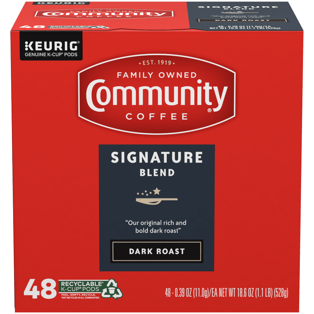 Community Coffee Signature Blend Dark Roast Single Serve Keurig K-Cup Pods 48 ct Box