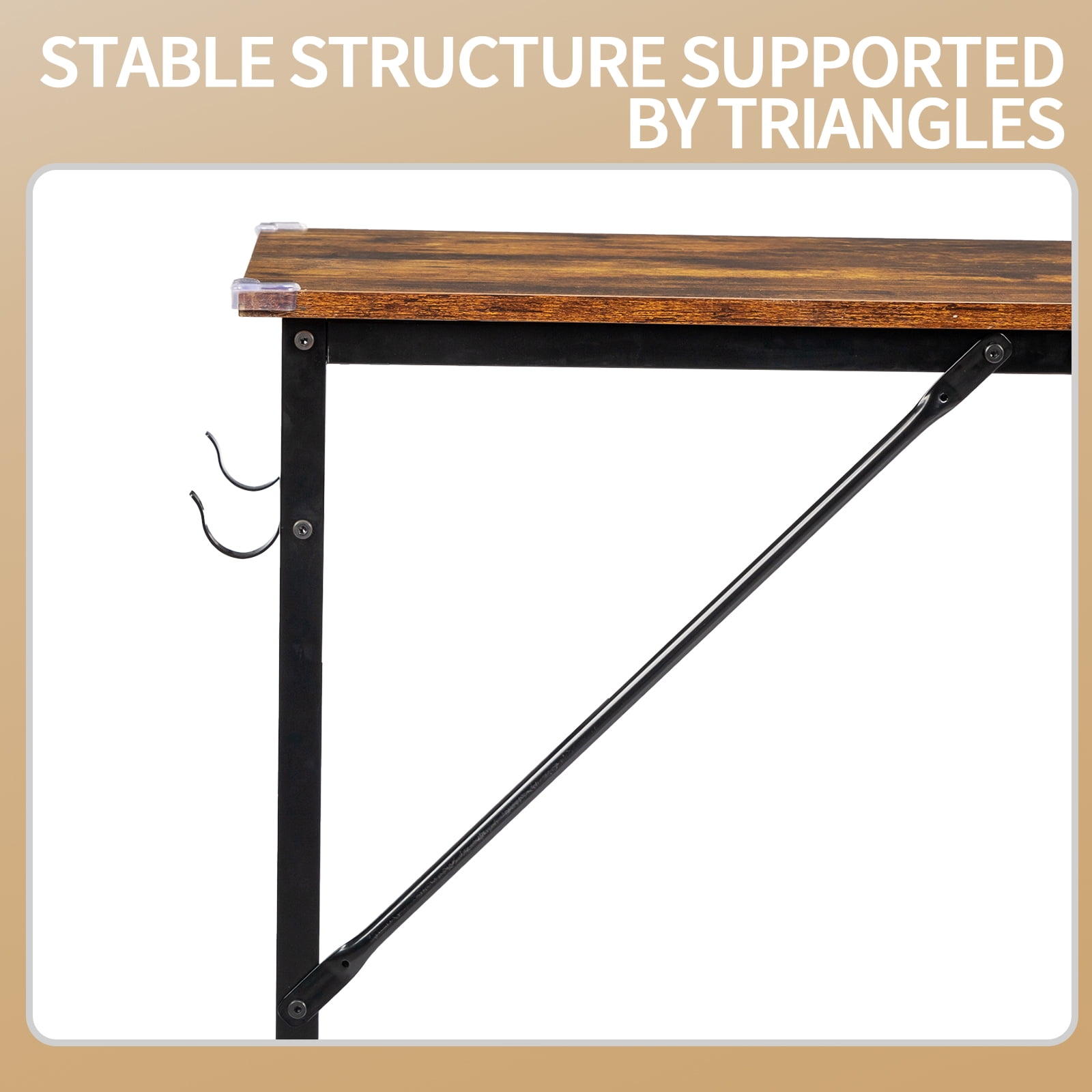 Computer Desk with Storage Shelf, Weathered Wood Finish Home Office Desk, Sturdy Iron Frame & P2 Eco-Friendly Board, Cut-Off Design Gaming Writing Desk