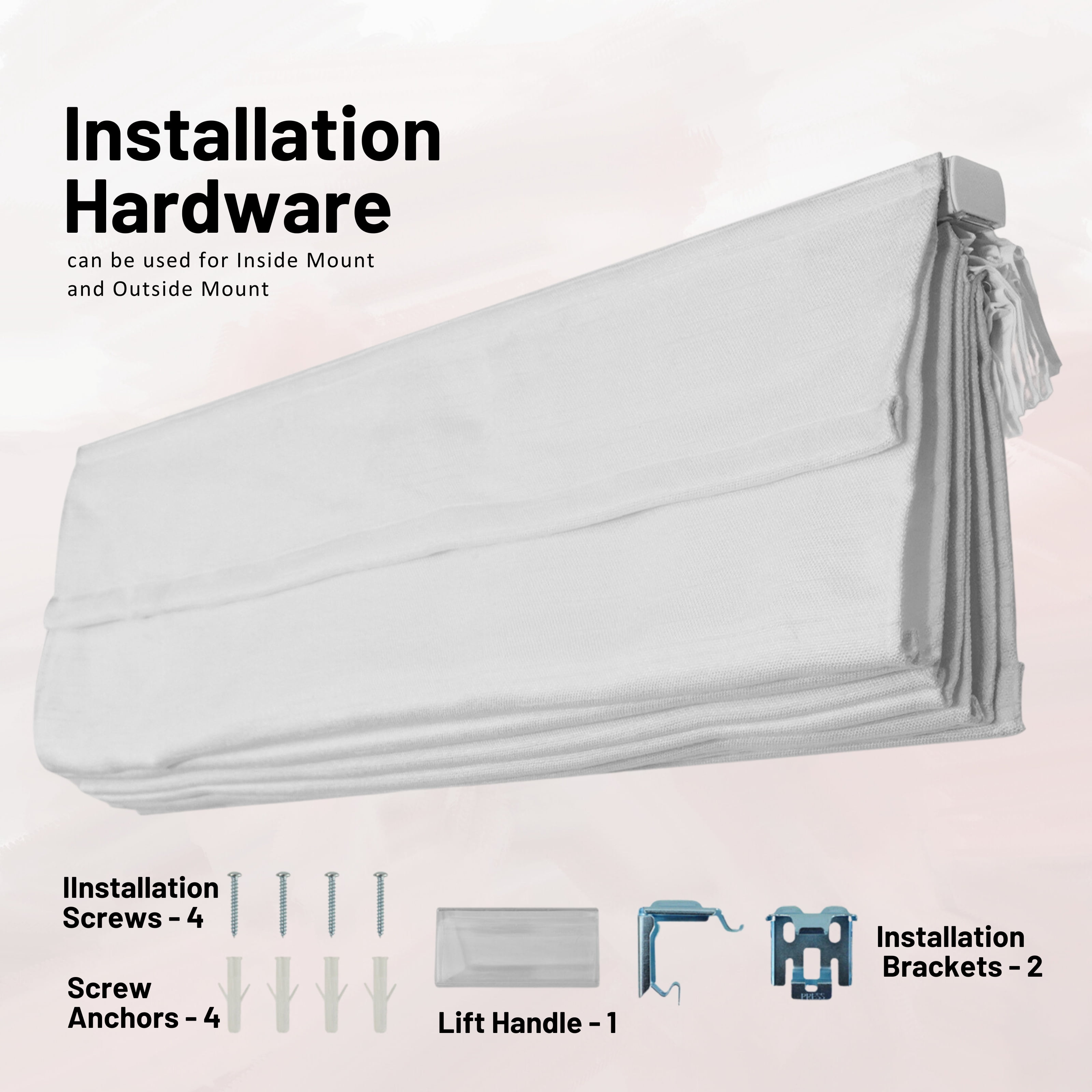 Chicology Cordless Roman Shades, White (Textured), 35"W X 64"H