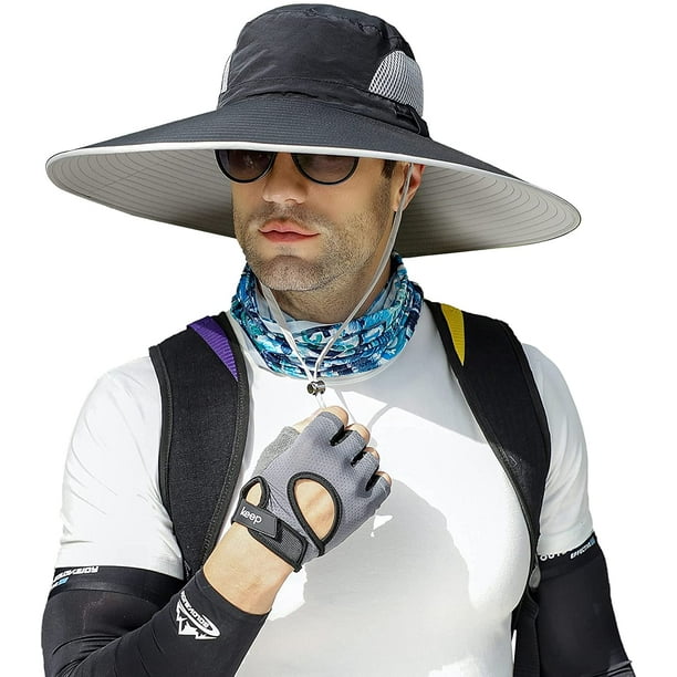 Men Wide Brim Sun Hats UPF50+ Waterproof Breathable Bucket Hat for Fishing,  Hiking, Camping 