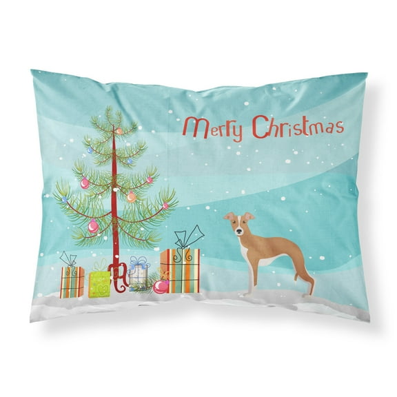 Carolines Treasures CK3460PILLOWCASE Italian Greyhound Christmas Tree Fabric Standard Pillowcase Standard multicolor