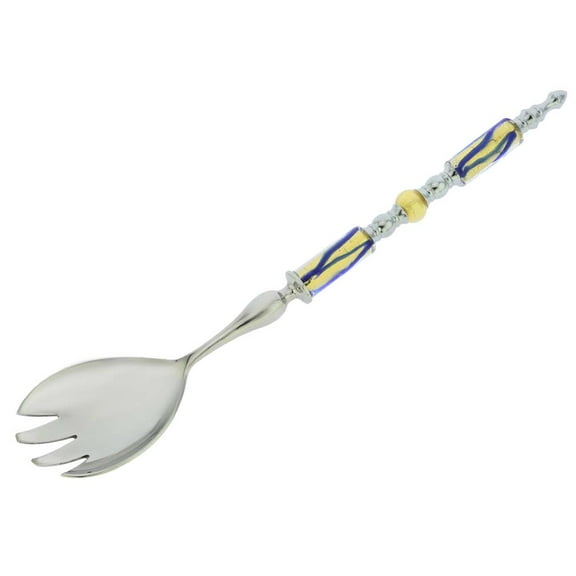 GlassOfVenice Italian Murano Glass Salad Fork - Blue Gold Waves