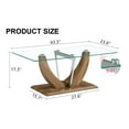 thumbnail image 3 of Modern Rectangle Dining Table with 0.31-inch tempered glass table top ,Dinner Room Table with Double U-shaped Base and Medium Density Board Legs ,Minimalist Table for Kitchen Dining Room,Wood, 3 of 9