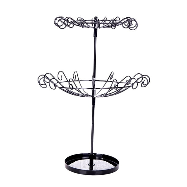 Tier Drehbarer Schmuck Organizador Halter Tischplatte Geschenke Abnehmbare Halskette Schmuckständer Vitrine Für Ohrringe , Negro Yinane Organizador de joyas