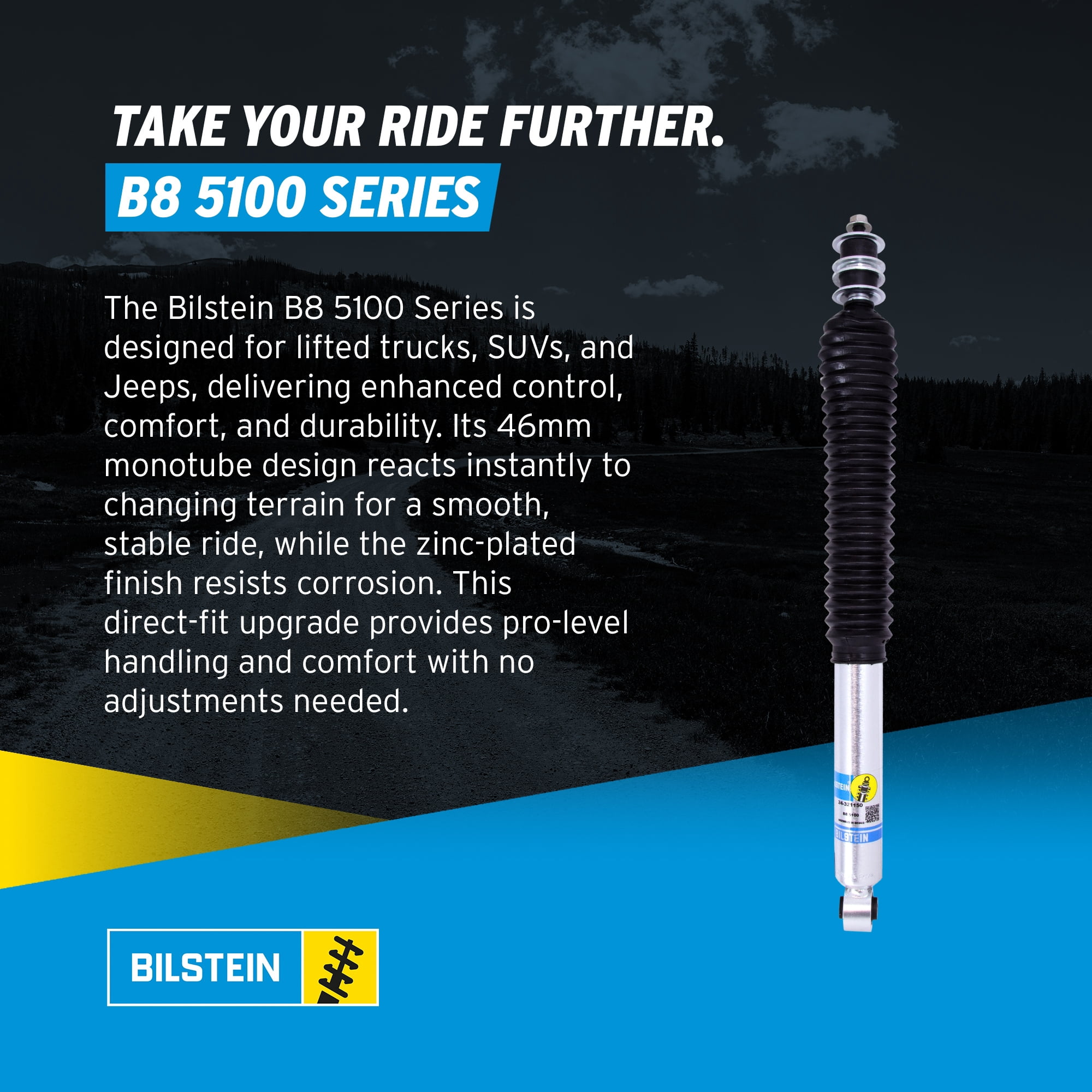 Bilstein Pair of Rear B8 5100 Series Shocks Compatible with 2007-2021 Tundra with 0-1" Rear Lift