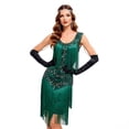 thumbnail image 4 of Women’s Plus Size Vintage Sequin & Beaded Fringe Cocktail Dress – Retro Glam Party Evening Dress, 4 of 10