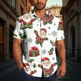 thumbnail image 2 of SERTG Men's Christmas Print Short Sleeve Shirt Lapel Collar Button Front Resort Casual Hawaiian Shirt Men Christmas Gifts Tops(White,2XL), 2 of 6