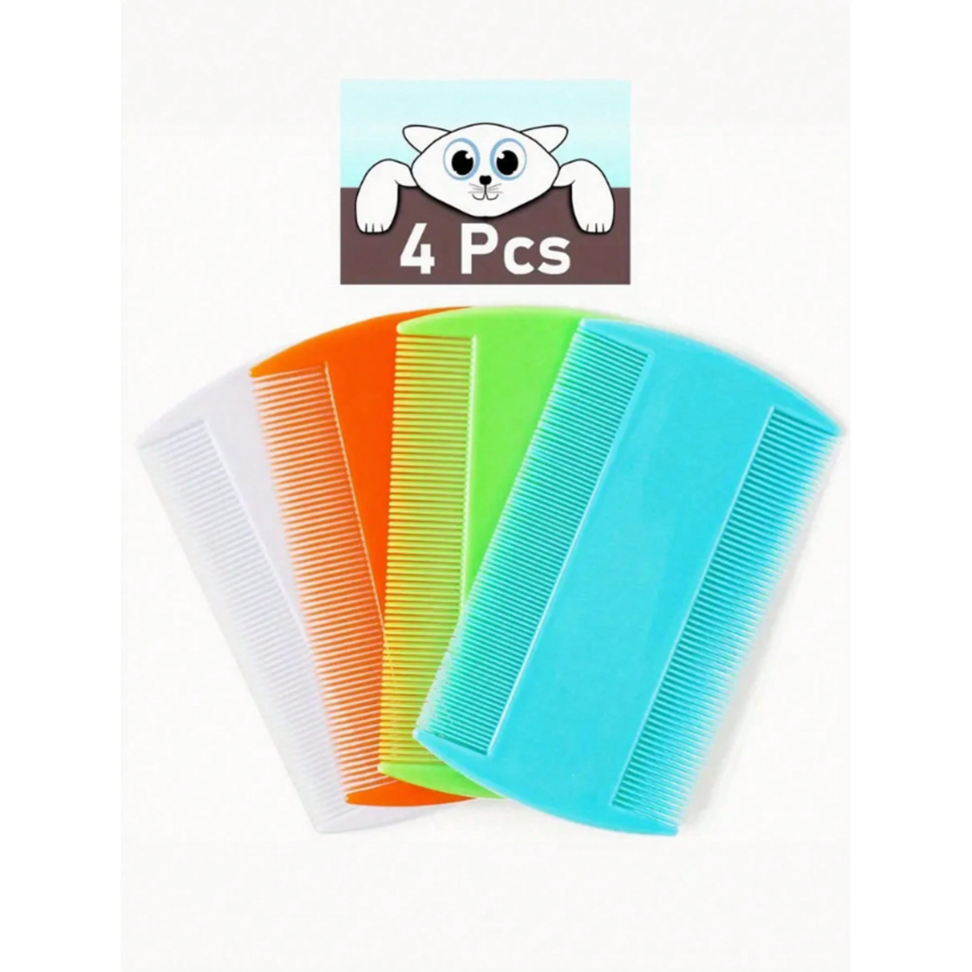 LJing 4pcs Pet Grooming Flea & Lice Comb, Double-Sided Detangling Brush