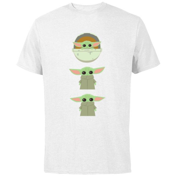 Star Wars The Mandalorian The Child Cartoon Poses - Short Sleeve Cotton T-Shirt for Adults - Customized-White