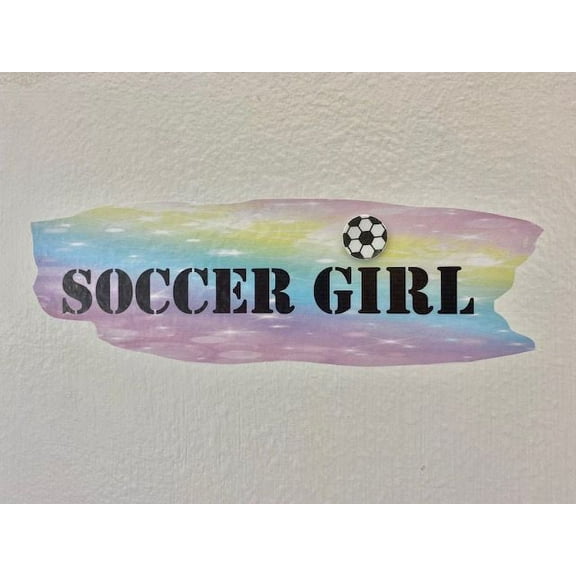 3D Bedroom Wall Decal Sticker For Girls Custom Designs With 3D Soccer Cute 3D Soccer Ball With Soccer Girl Typography - Soccer Girl Easily Applied And Removable - Size: 16 In X 7 In