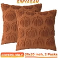 thumbnail image 5 of Burnt Orange Fall Pumpkin Decorative Throw Pillow Covers Set of 2, 20x20 Inch Soft Plush 3D Embroidered Halloween Pillow Covers for Fall Decorations Farmhouse Cushion Covers for Thanksgiving, 5 of 9