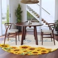 thumbnail image 3 of Round Area Rug 8 Ft, Yellow Sunflowers Washable Non-Slip Circle Carpet for Living Room/Bedroom, Summer Floral Elegant Pastoral Botanical Collection Low-Profile Large Area Rugs for Indoor, 3 of 8